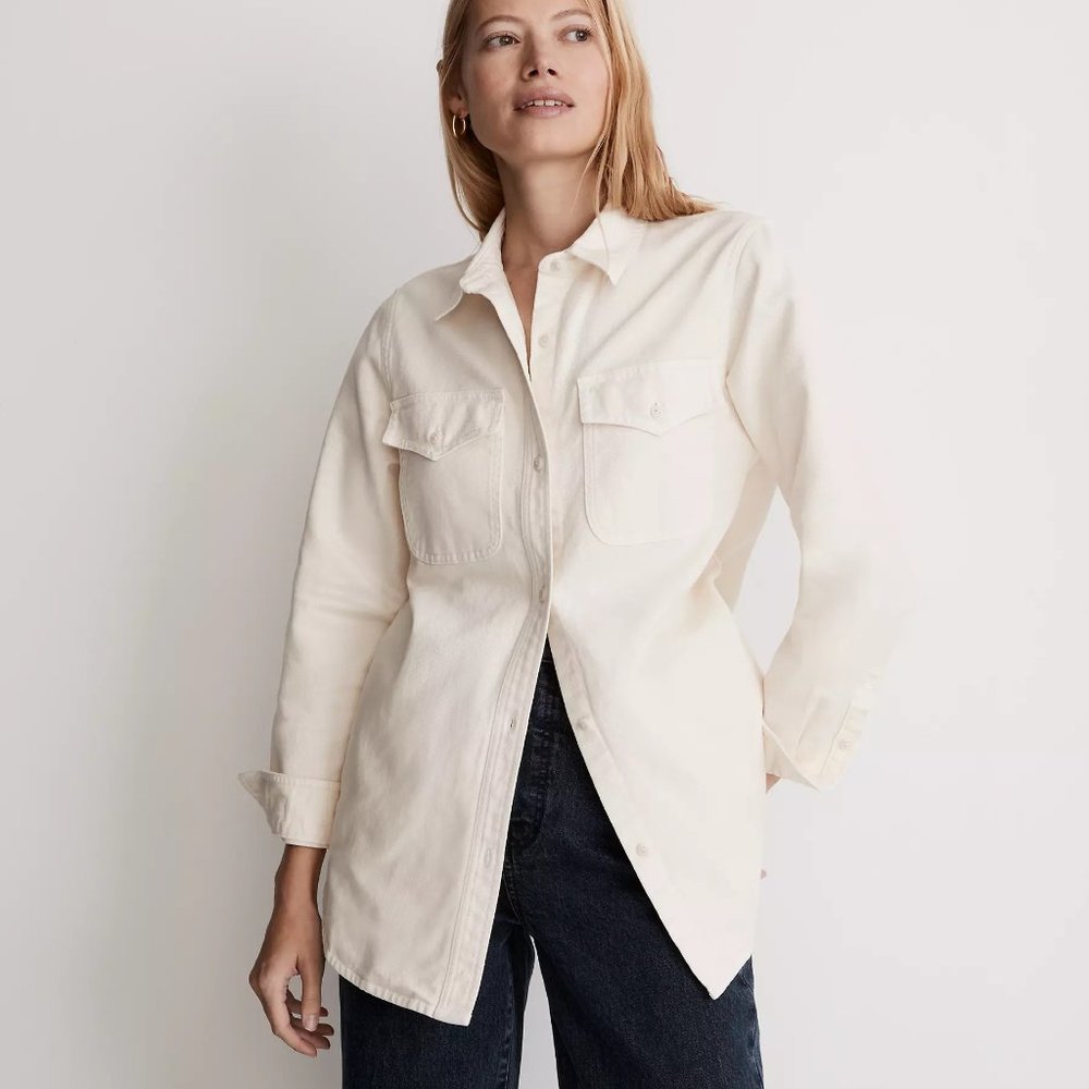 [NWT] Madewell Twill Shirt-Jacket in Cream
